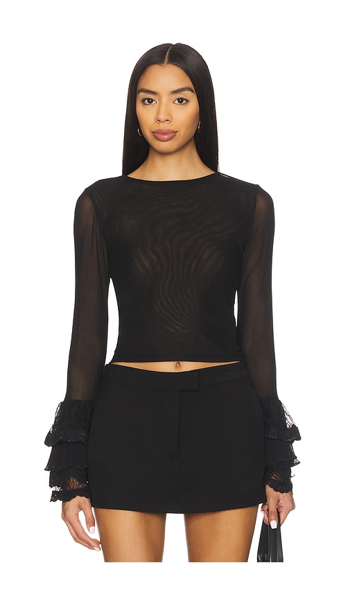 Delaina Long Sleeve Crop Top With Ruffle Cuff