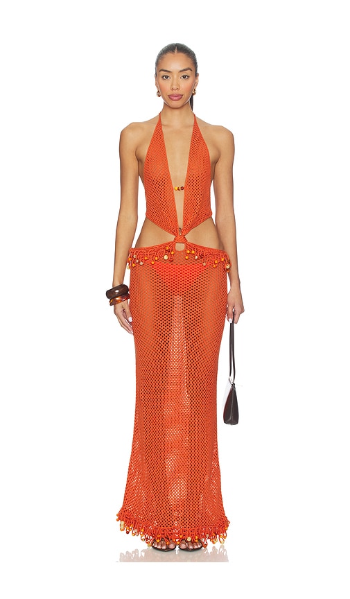 Crochet Bead Trim Maxi Dress