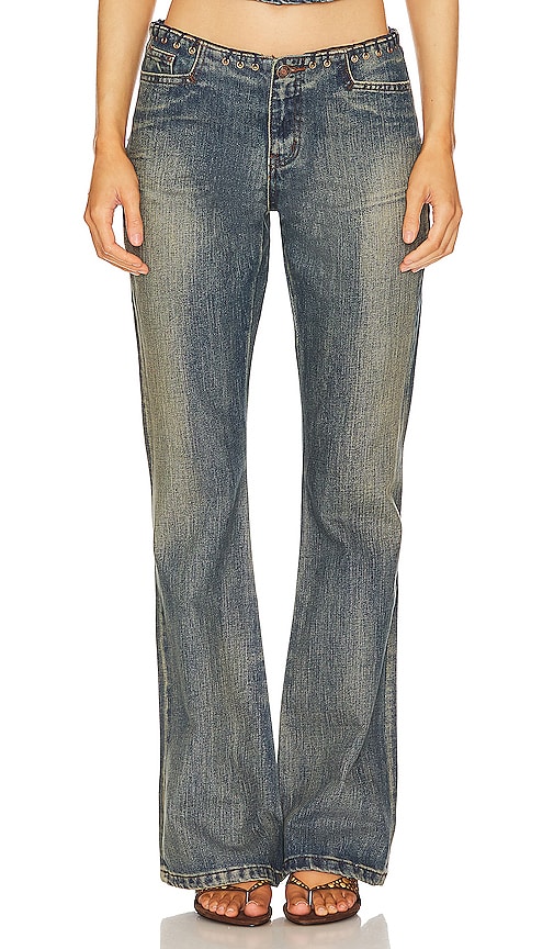 Whipstitch Low Rise Straight Jeans