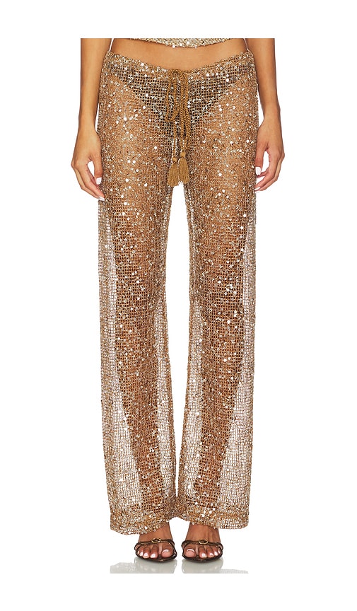 Sequin Mesh Drawstring Trousers
