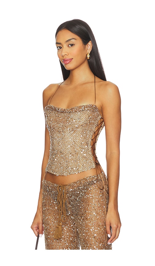 Draped Lace Up Corset Top