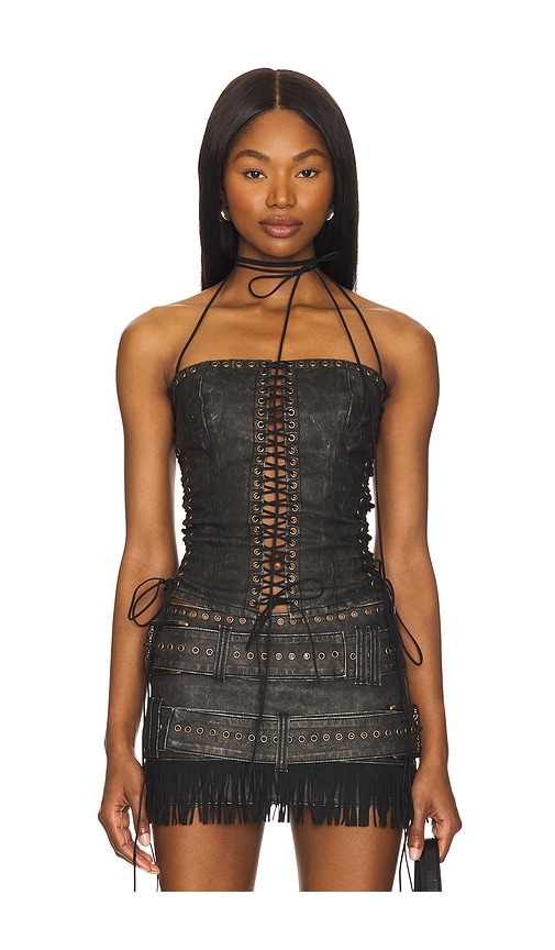Longline Lace Up Halter Corset