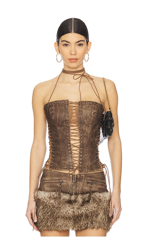 Odile Faux Suede Lace Up Corset