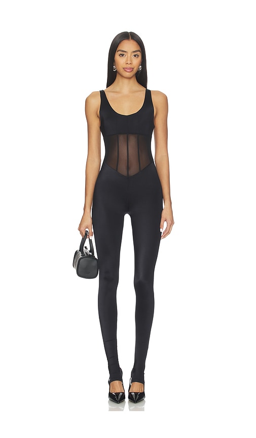 Spandex Sheer Panel Jumpsuit