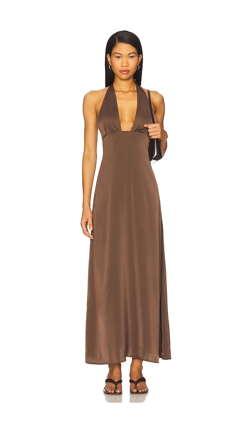 MAXI VESTIDO HALTER CON ESCOTE EN V PROFUNDO