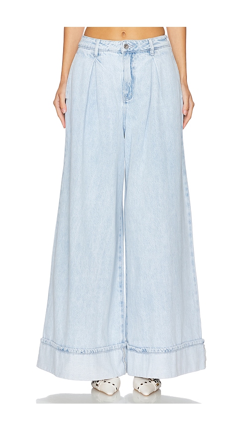 Pleated Wide Leg Jeans